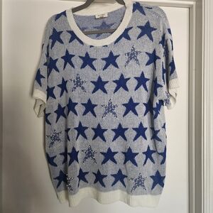 BiBi Light Blue Sweater Top with Dark Blue Star Detail